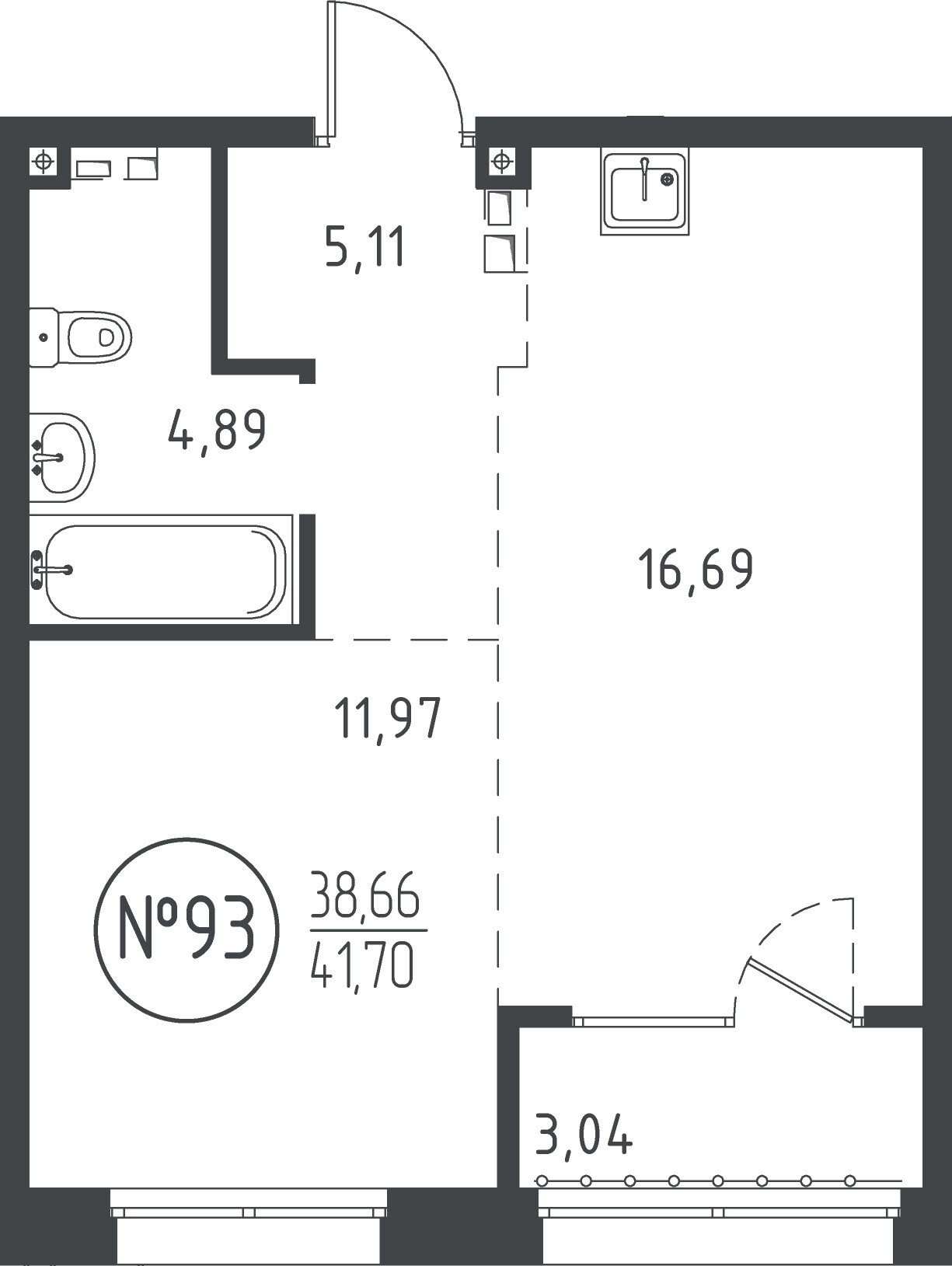 1 к. квартира, ЖК «СОЮЗ PRIORITY» 1 очередь, проезд Юрия Тена, д. 34,  кв. 94, пд.3, эт. 4/10, 41.74 м², 9 060 610 ₽, (217 073 ₽/м²)