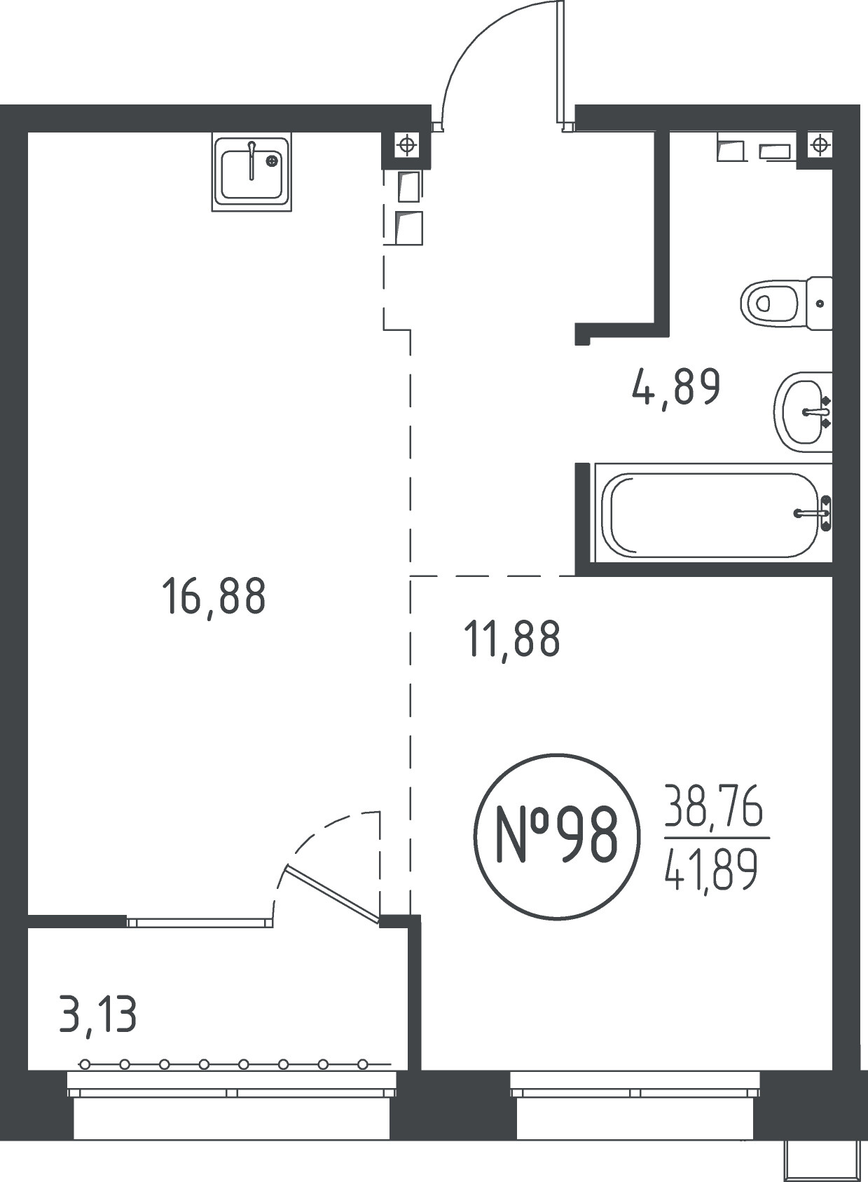 1 к. квартира, ЖК «СОЮЗ PRIORITY» 1 очередь, проезд Юрия Тена, д. 34,  кв. 98, пд.3, эт. 5/10, 41.52 м², 9 099 321 ₽, (219 155 ₽/м²)