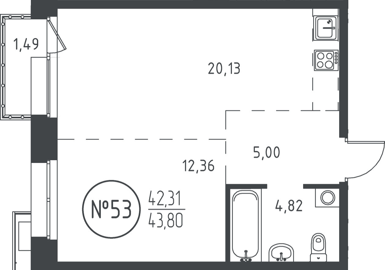 1 к. квартира, ЖК «СОЮЗ PRIORITY» 1 очередь, проезд Юрия Тена, д. 35,  кв. 53, пд.1, эт. 9/19, 43.5 м², 9 167 901 ₽, (210 756 ₽/м²)