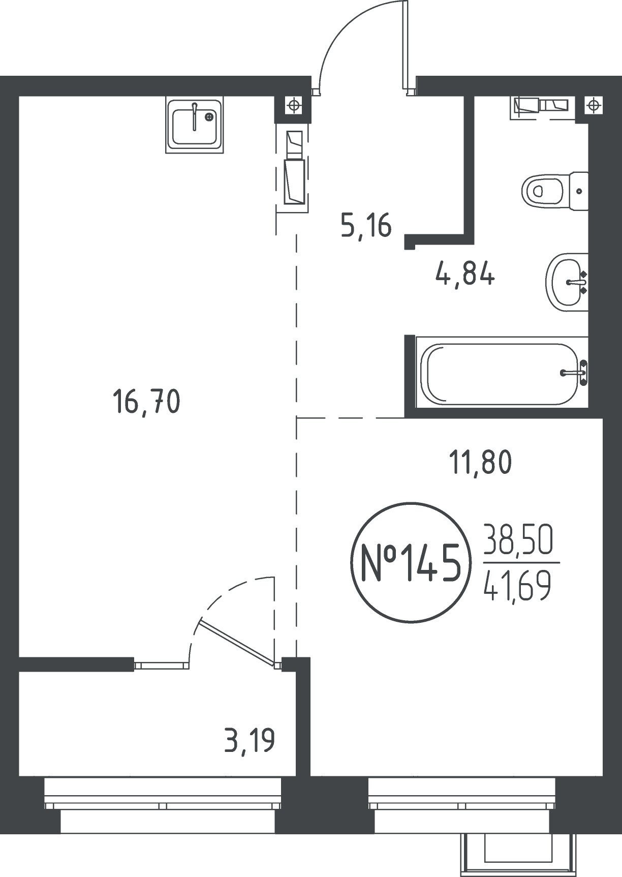 1 к. квартира, ЖК «СОЮЗ PRIORITY» 1 очередь, проезд Юрия Тена, д. 34,  кв. 145, пд.4, эт. 9/10, 41.13 м², 9 184 476 ₽, (223 304 ₽/м²)